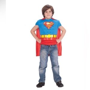 Boys Kids Sz 4-6 Superman Costume Halloween Theme Kids super Hero Muscle Shirt
